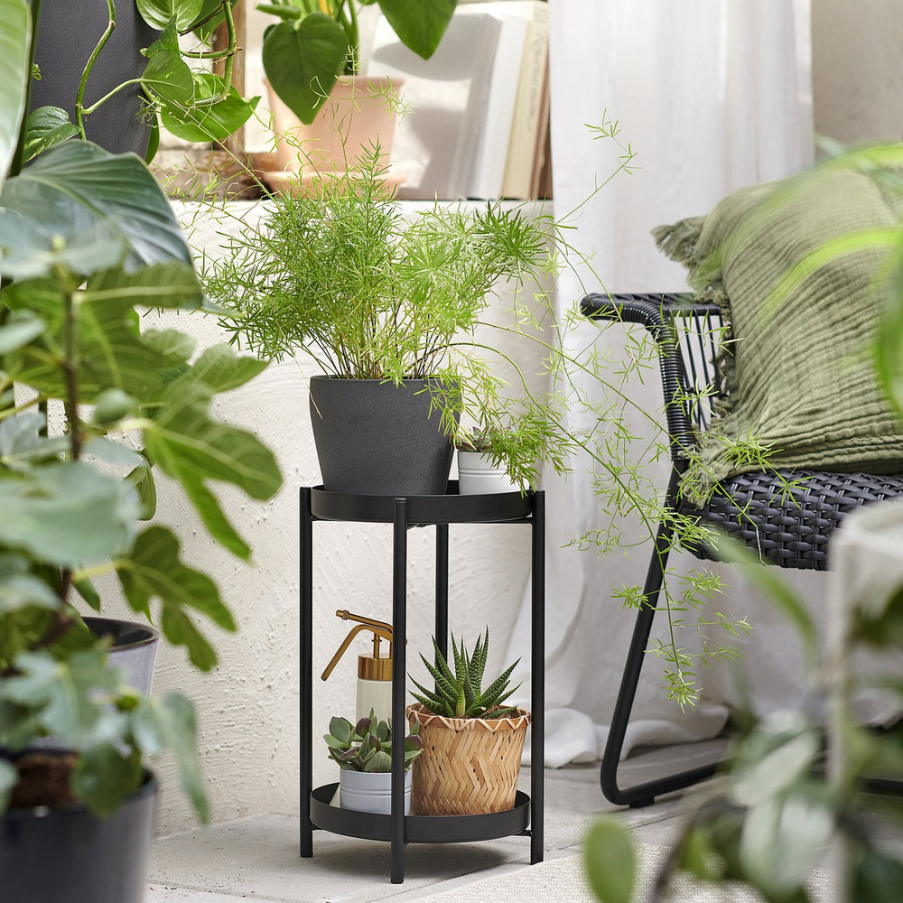 IKEA OLIVBLAD  (ИКЕА ОЛИВБЛАД)  -  Стойка для цветочного горшка - для помещения/улицы чёрный 35 см