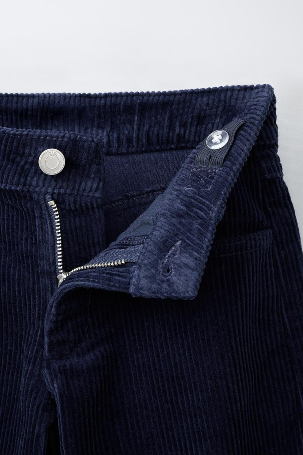 ZARA ВЕЛЬВЕТОВЫЕ БРЮКИ WIDE LEG С ПРИНТОМ, МОРСКОЙ СИНИЙ