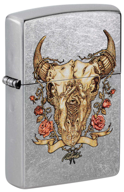 Зажигалка Zippo Rick Rietveld с покрытием Street Chrome, латунь/сталь, серебристая, 38x13x57 мм