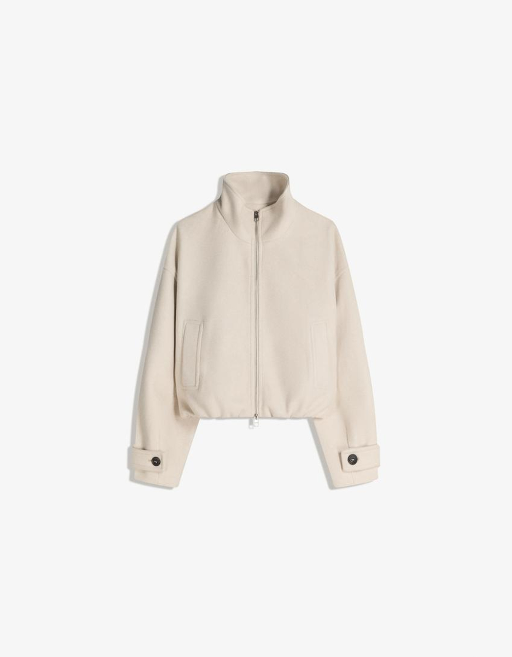 BERSHKA Мягкая куртка на молнии, экрю
