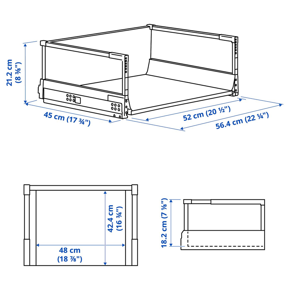 IKEA MAXIMERA  (ИКЕА МАКСИМЕРА)  -  Ящик, высокий - белый 60х45 см