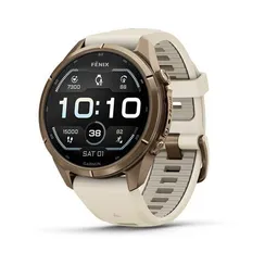 Fenix 9 Pro - 43 мм (титановый цвета «осеннее золото», кремово-серый силиконовый ремешок)