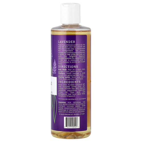 Dr. Jacobs Naturals, Кастильское гель-гель для душа на растительной основе, эфирное масло лаванды, 473 мл (16 унций)
