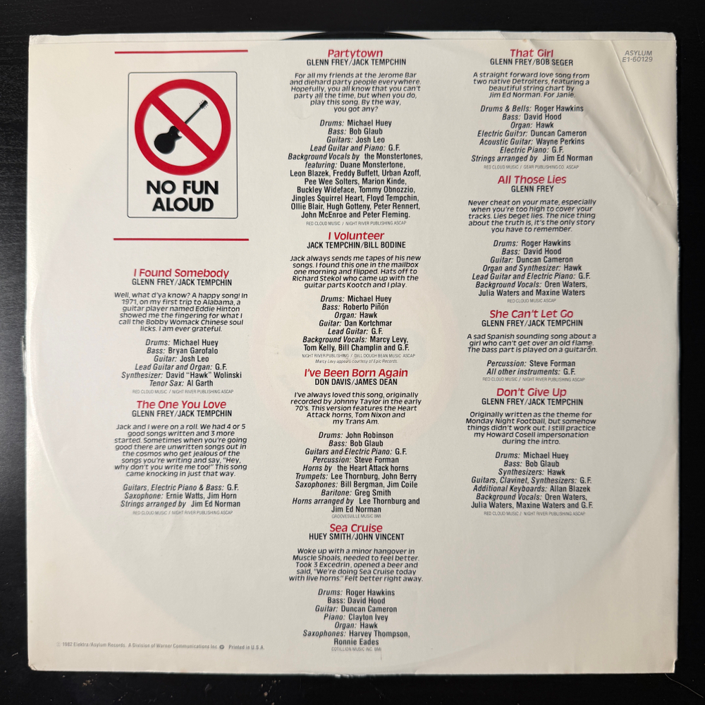 Glenn Frey ‎– No Fun Aloud (США 1982г.)