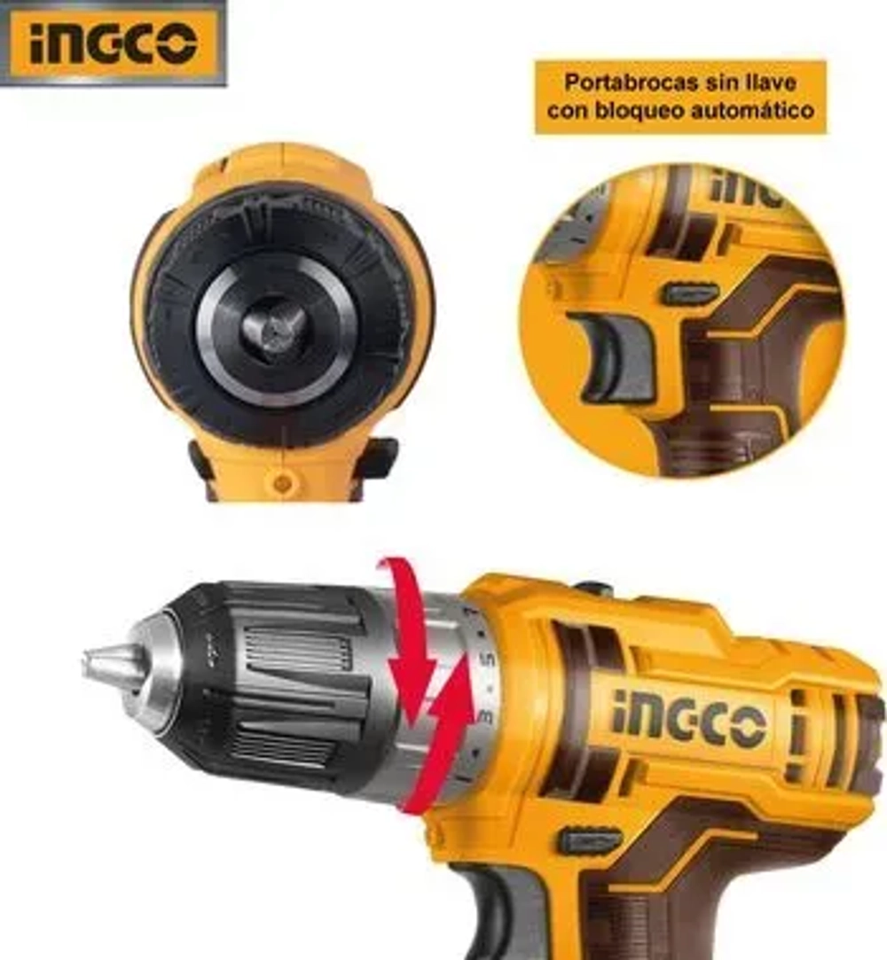 Аккумуляторный шуруповерт INGCO CDLI200515 20 В 45 Нм 15+1