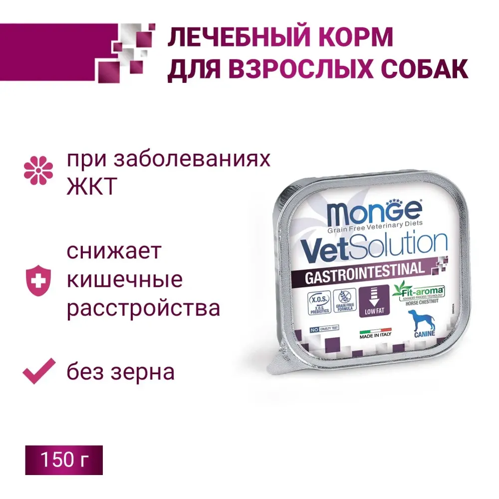 Диетический корм Monge VetSolution Dog Gastrointestinal для собак при заболеваниях ЖКТ