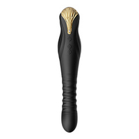Чёрный вибратор 30,2см с поступательными движениями Zalo King Vibrating Thruster Obsidian Black