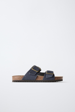 ZARA КОЖАНЫЕ САНДАЛИИ С ПРЯЖКАМИ, МОРСКОЙ СИНИЙ