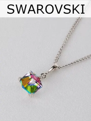 Кулон-кубик Миражи с зеленым кристаллом Swarovski