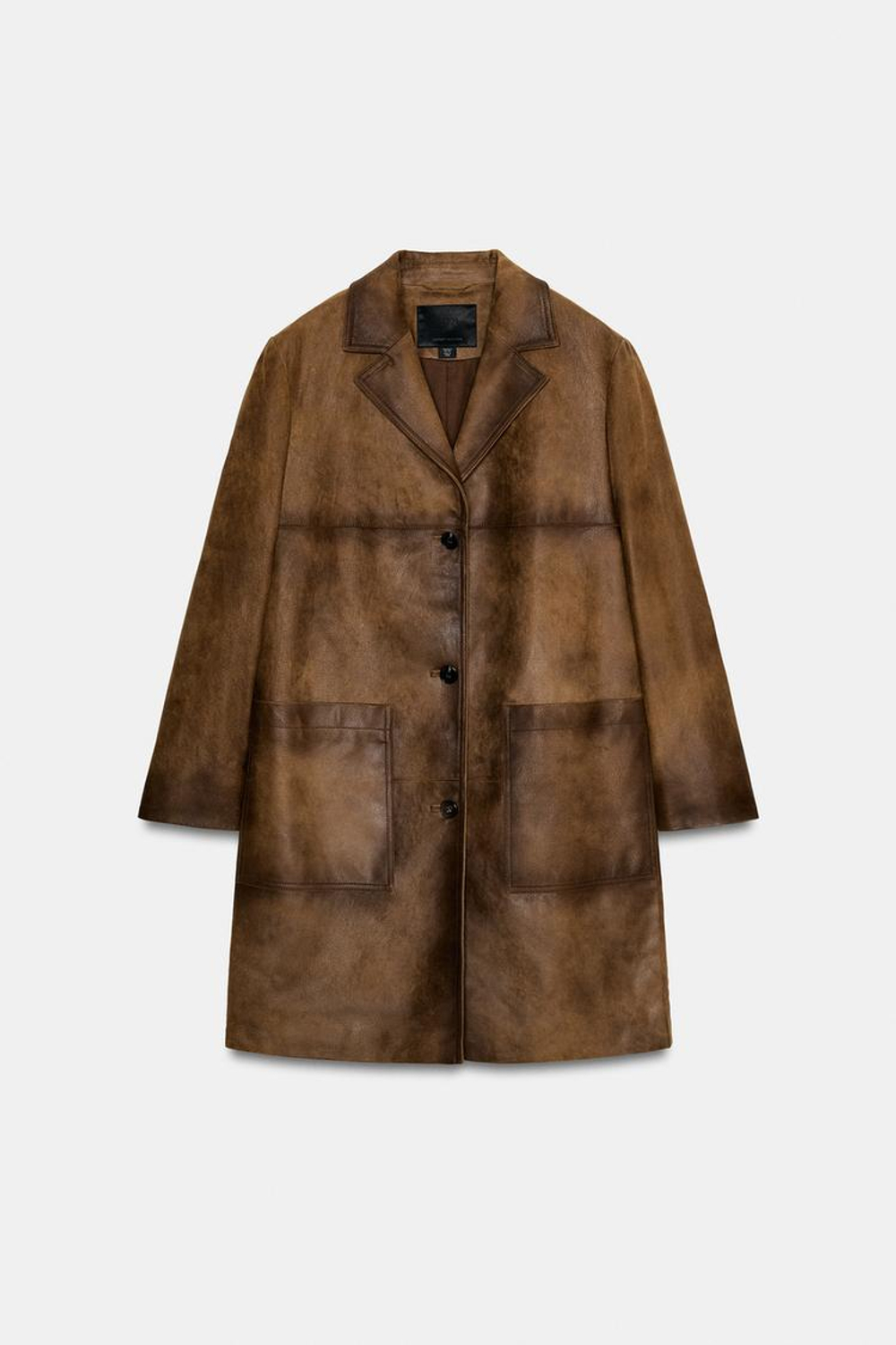 ZARA ПАЛЬТО ИЗ 100% КОЖИ — ZW COLLECTION LIMITED EDITION, СВЕТЛО-КОРИЧНЕВЫЙ