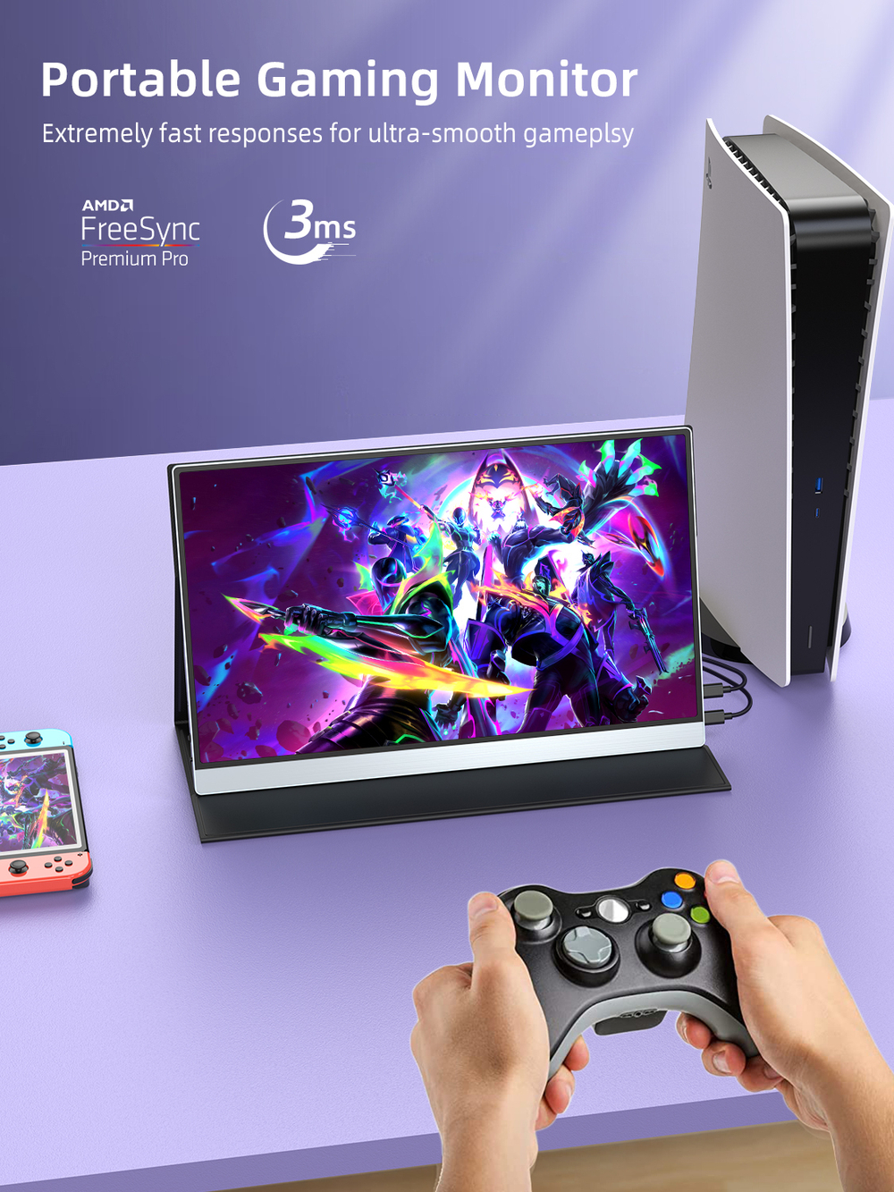 15.6" Портативный монитор с магнитным чехлом Uplays C10 4K IPS 3840х2160, 60 Гц