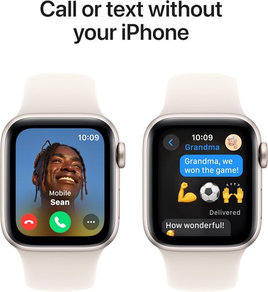 Умные часы Apple Watch SE 2024 40 мм из алюминия цвета «сияющая звезда», спортивный ремешок «сияющая звезда» (M/L)