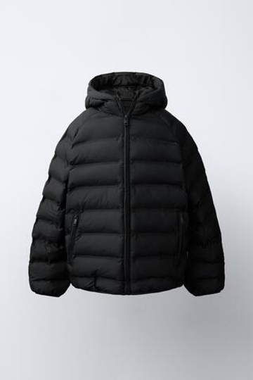 ZARA УЛЬТРАЛЕГКАЯ КУРТКА WATER REPELLENT, ЧЕРНЫЙ
