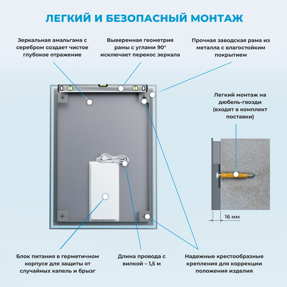 Настенное зеркало с подсветкой