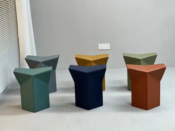 Табурет Atelier серо-голубая экокожа