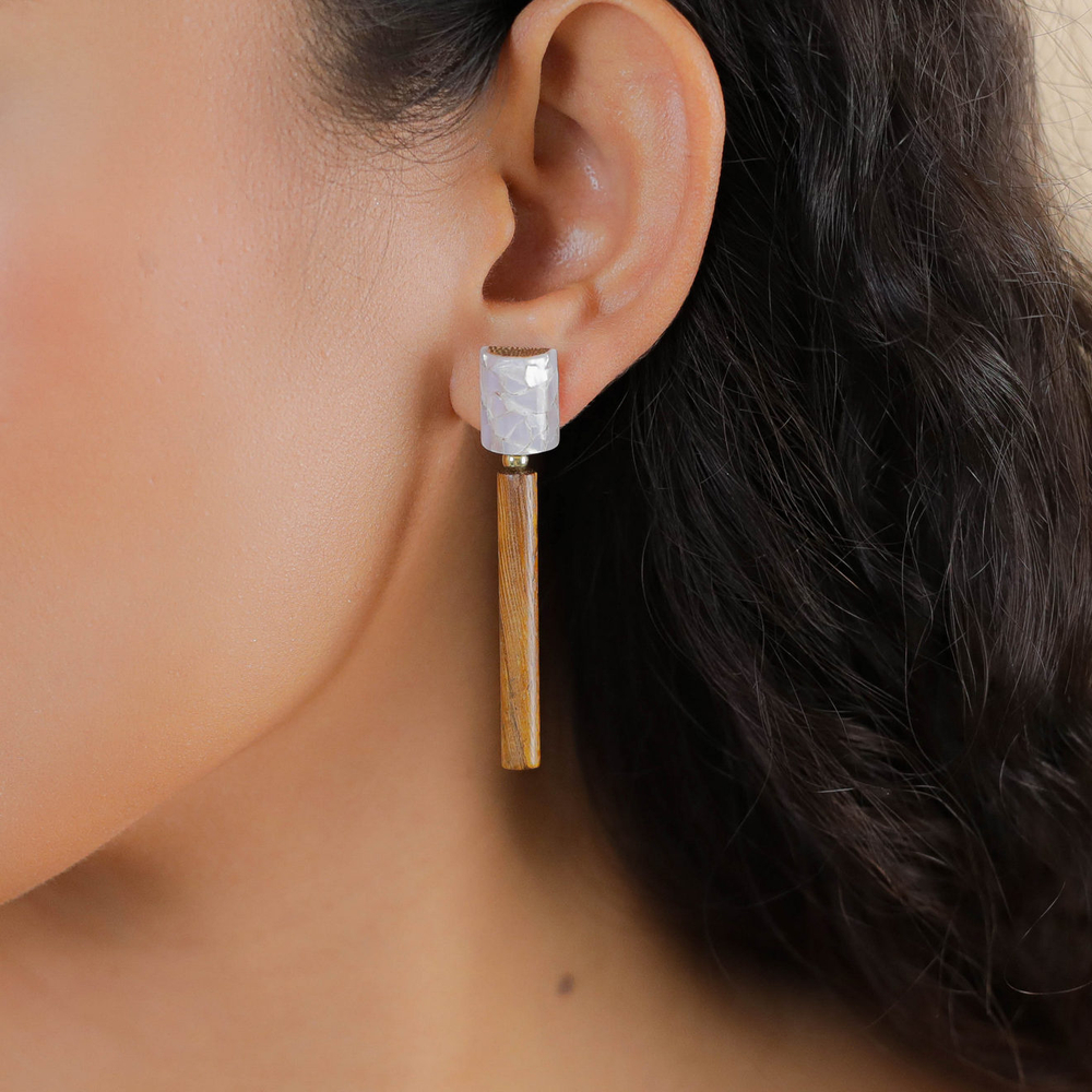 Серьги Nature Bijoux, Okawa, с перламутром и деревом роблес, NB26.1-12-90595 (коричневый)