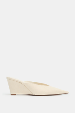 ZARA ТУФЛИ-МЮЛИ НА ТАНКЕТКЕ, БЕЛЫЙ