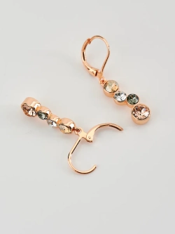 Серьги-подвески Эльза с кристаллами Swarovski шампань