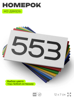 Номер на дверь 553, табличка на дверь для офиса, квартиры, кабинета, аудитории, склада, белая 120х70 мм, Айдентика Технолоджи
