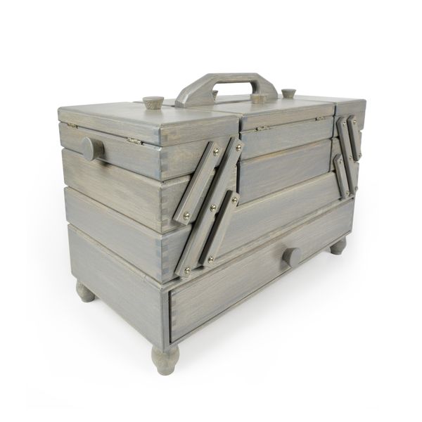Шкатулка для рукоделия Aumueller 45х24х32 см, 4 этажа, античный серый