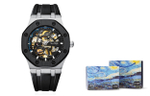 VAN GOGH Automatic Mechanical Movement Metal Strap Watch Men"s Watches Black Dial