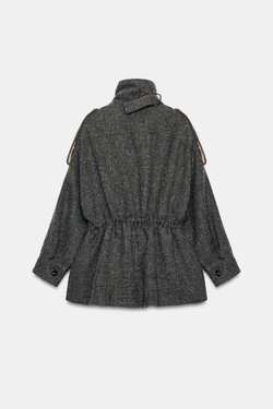 ZARA КОМБИНИРОВАННАЯ КУРТКА ZW COLLECTION, СЕРЫЙ