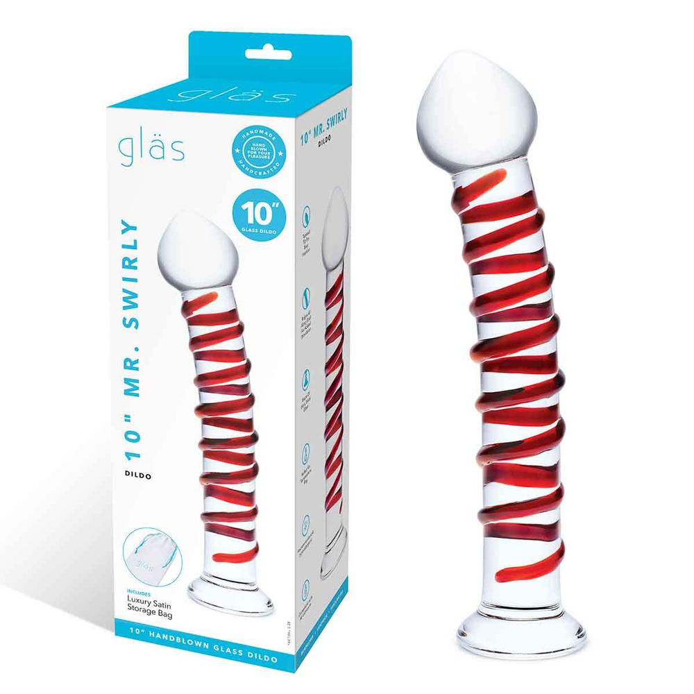 Большой стимулятор с красной спиралью 10in MR. SWIRLY DILDO