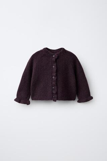 ZARA КАРДИГАН С ОБОРКАМИ, БОРДОВЫЙ