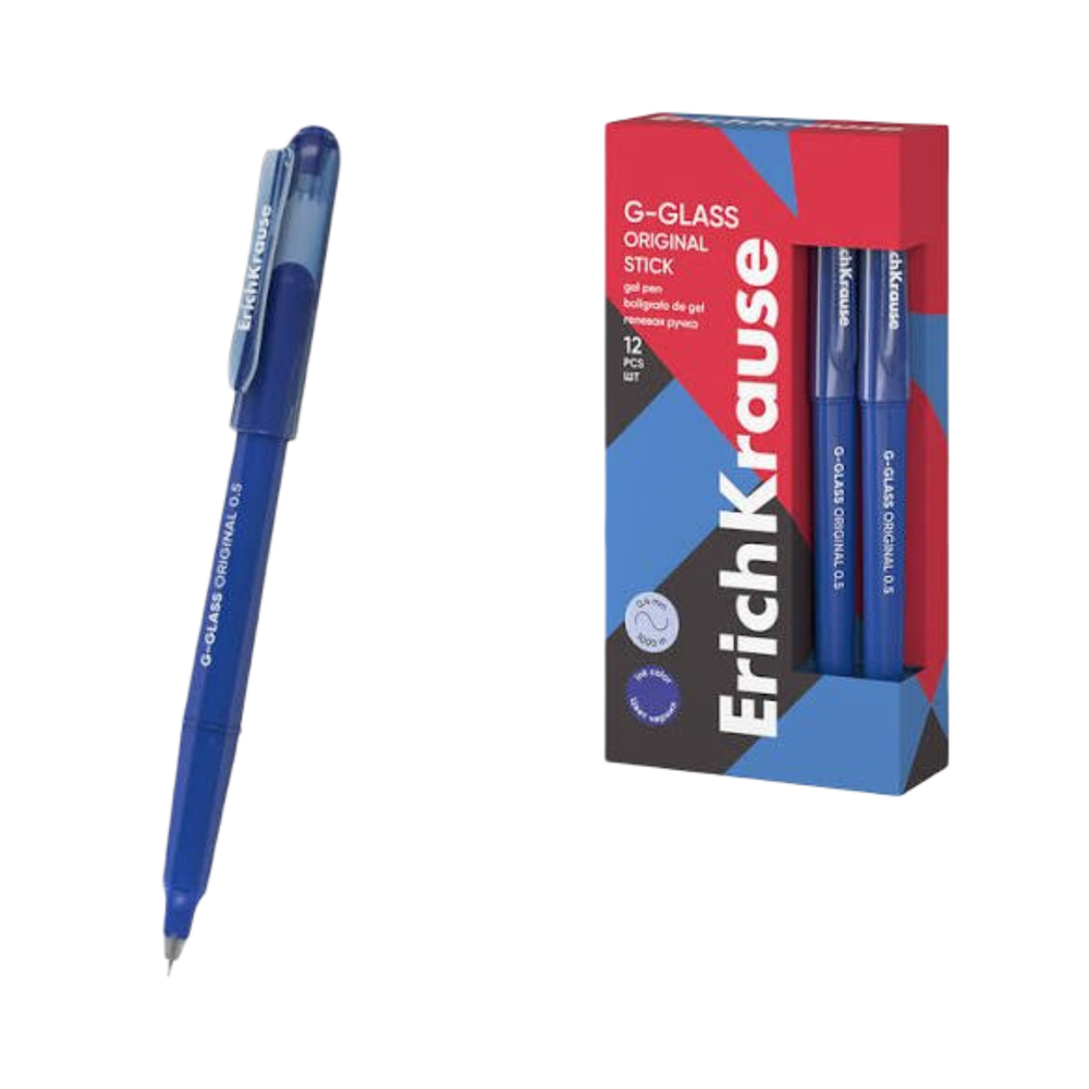 Ручка гелевая ErichKrause G-GLASS Stick Original 0,5 цвет чернил синий (в коробке по 12 шт.) Арт-61301