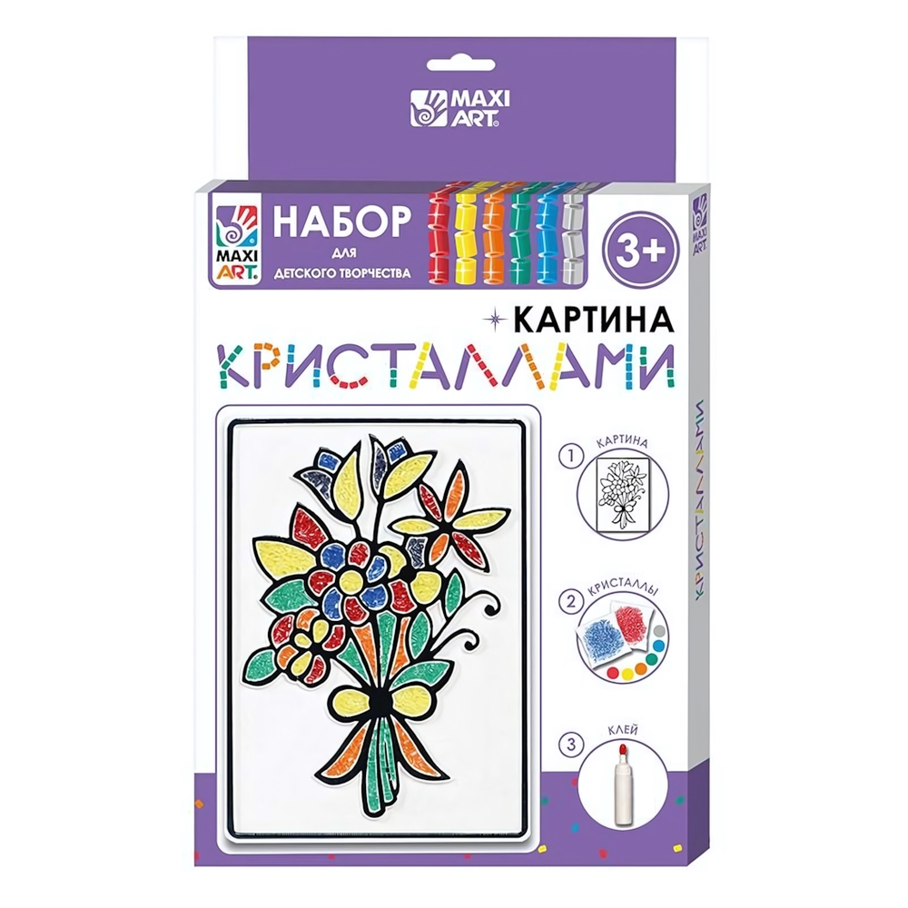 Набор для детского творчества, картина кристаллами "Букет Цветов" 12х18см (Maxiart)