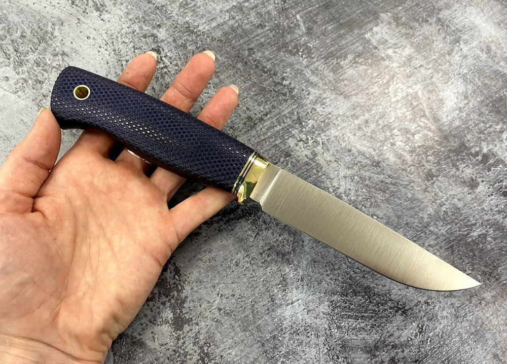 Нож Кузьмич Норт Эксперт, N690, микарта синяя, 349.5256