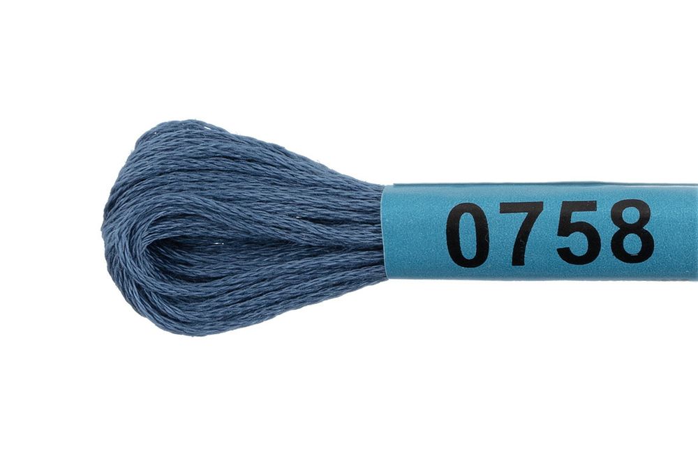 Мулине Gamma 100% хлопок, цв.0758 серо-синий, 24 мотка по 8 метров