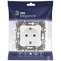 Розетка ЭРА Elegance 14-2102-01 с заземлением 2P+E Schuko со шторками 16A-250В IP20 белый | Эра Elegance