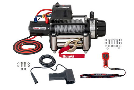 Лебёдка автомобильная электрическая 12V Runva 9500 lbs 4350 кг влагозащищенная, стальной трос