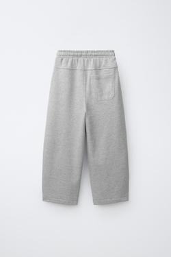 ZARA БРЮКИ BARREL ИЗ ФУТЕРА, СЕРЫЙ МЕЛАНЖ