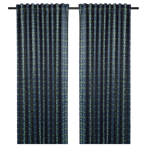Комплект штор IKEA SKOGSSVINGEL (СКОГССВИНГЕЛЬ), Сине-зеленый, 145х250 см, 2 шт
