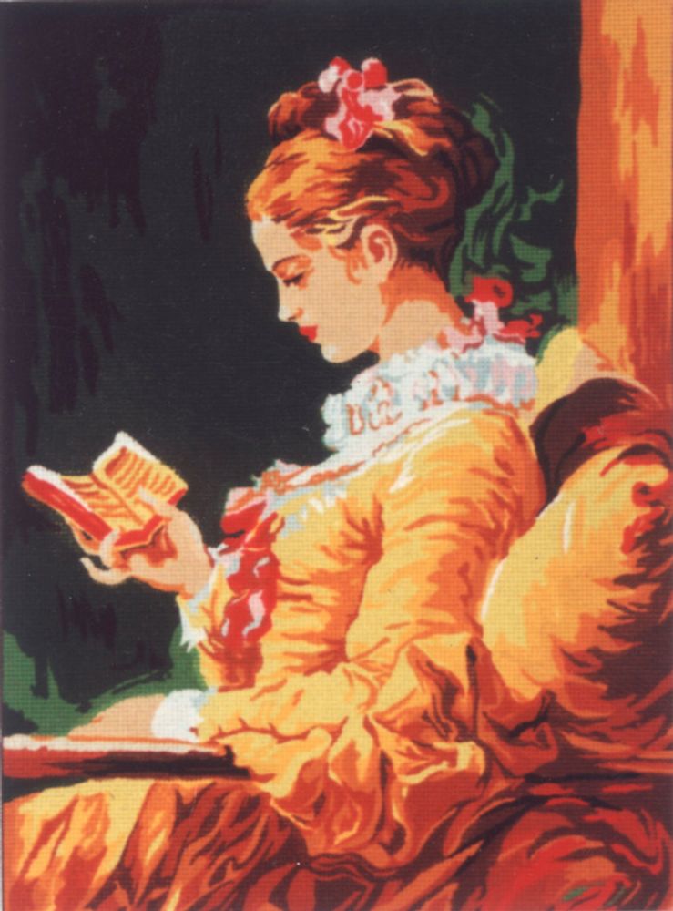 Рисунок для вышивания Soulos (канва жесткая), Дама с томиком стихов, 46х60 см Рисунок для вышивания Soulos (канва жесткая), Дама с томиком стихов, 46х60 см