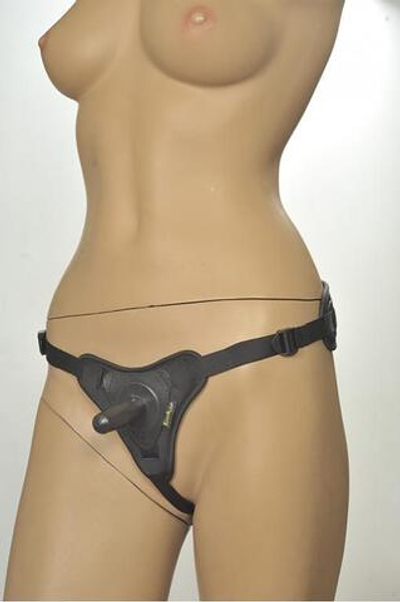 Чёрные трусики с плугом Kanikule Strap-on Harness Anatomic Thong (Цвет: черный)