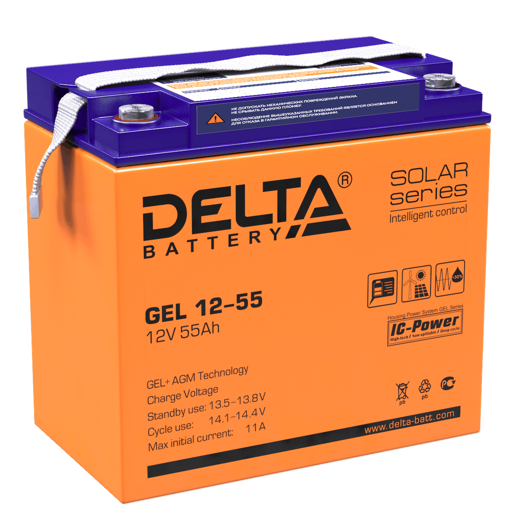 Аккумулятор DELTA GEL 12-55 - GEL ( 12В / 55Ач ) Аккумулятор DELTA GEL 12-55 - GEL ( 12В / 55Ач )