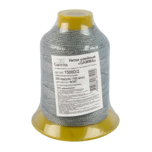 Нитки обувные Gamma 1500D/2, 183 м, (200 ярд), 367 серый