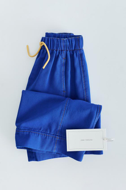 ZARA TIMELESS — БРЮКИ WIDE LEG ИЗ КАНВАСА С КОНТРАСТНОЙ СТРОЧКОЙ, ЯРКО-СИНИЙ