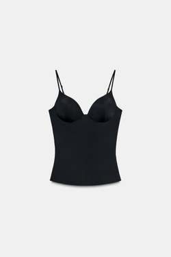 ZARA ТОП ИЗ СМЕСОВОГО ПОЛИАМИДА, ЧЕРНЫЙ