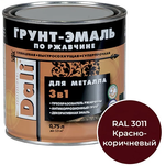 ГРУНТ- ЭМАЛЬ ПО РЖАВЧИНЕ "DALI"  3 В 1 КРАСНО-КОРИЧНЕВАЯ (RAL 3011)  2 Л (3) "РОГНЕДА"