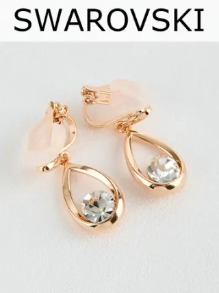 Клипсы-капли Белла с белыми кристаллами Swarovski