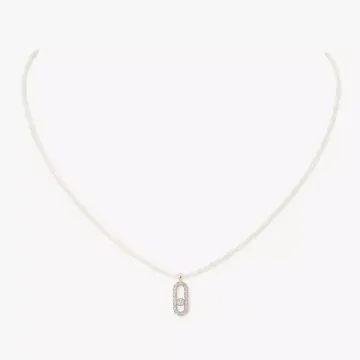 Подвеска Messika Care(s) cream cord pave necklace