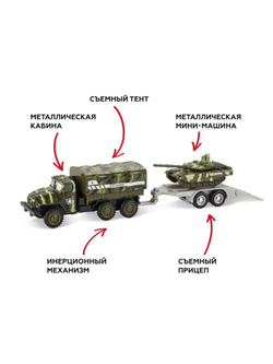 Набор машин Грузовик военный и танк