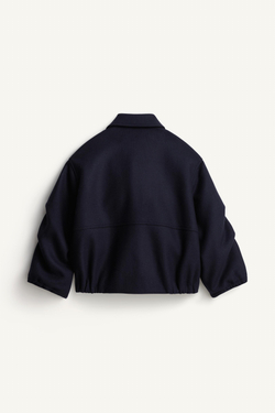 ZARA ШЕРСТЯНОЙ БОМБЕР - LIMITED EDITION, ТЕМНО-СИНИЙ