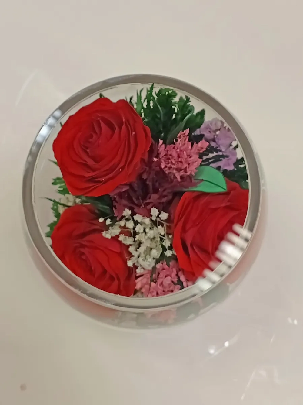 натуральные цветы в стекле, вакуум