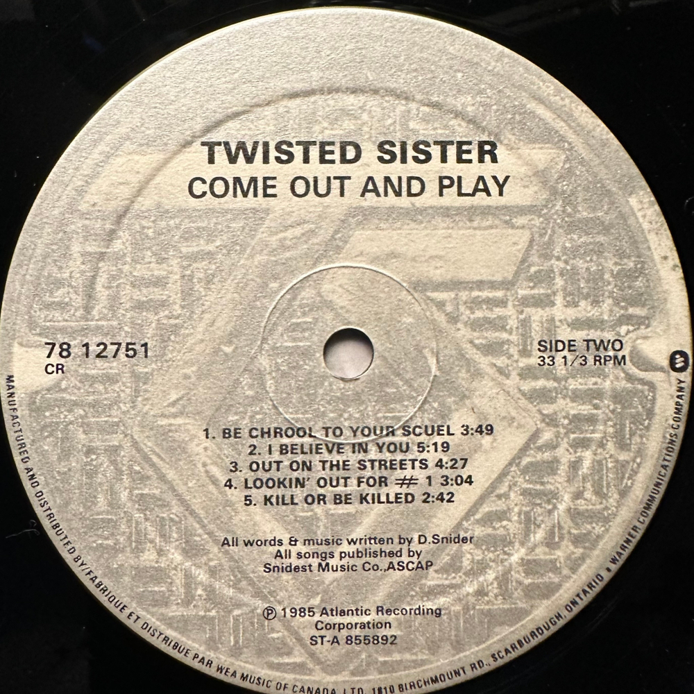 Twisted Sister - Come Out And Play (Канада 1985г.)