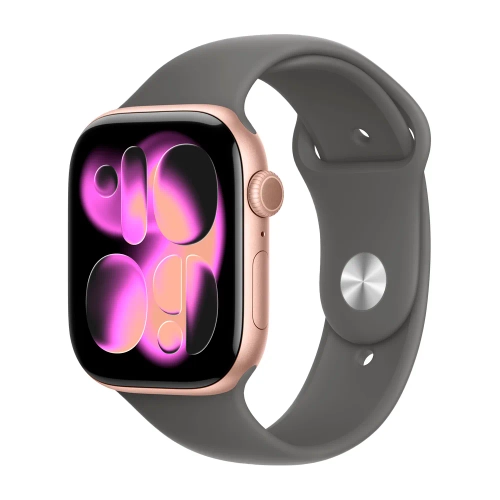 Умные часы Apple Watch Series 11 GPS, 46mm, Rose Gold Aluminium Case with Stone Gray Sport Band, S/M